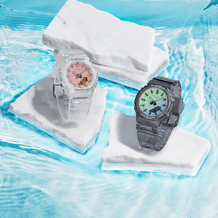 G-SHOCK プチサイズ サマーリフレクション グリーン GMA-P2100SR-1AJF レディース 電池式 アナデジ オクタゴン 樹脂バンド スケルトン