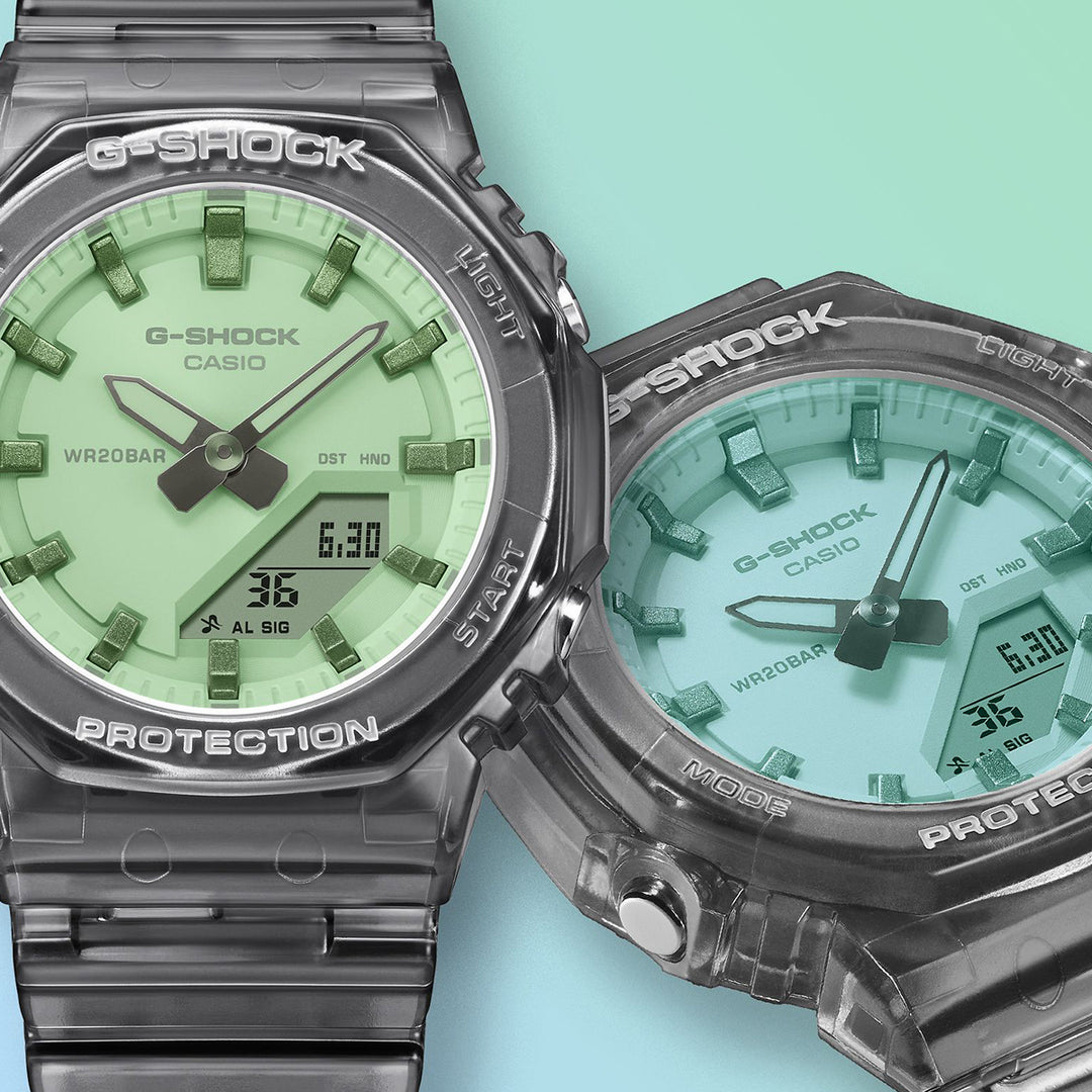 G-SHOCK プチサイズ サマーリフレクション グリーン GMA-P2100SR-1AJF レディース 電池式 アナデジ オクタゴン 樹脂バンド スケルトン