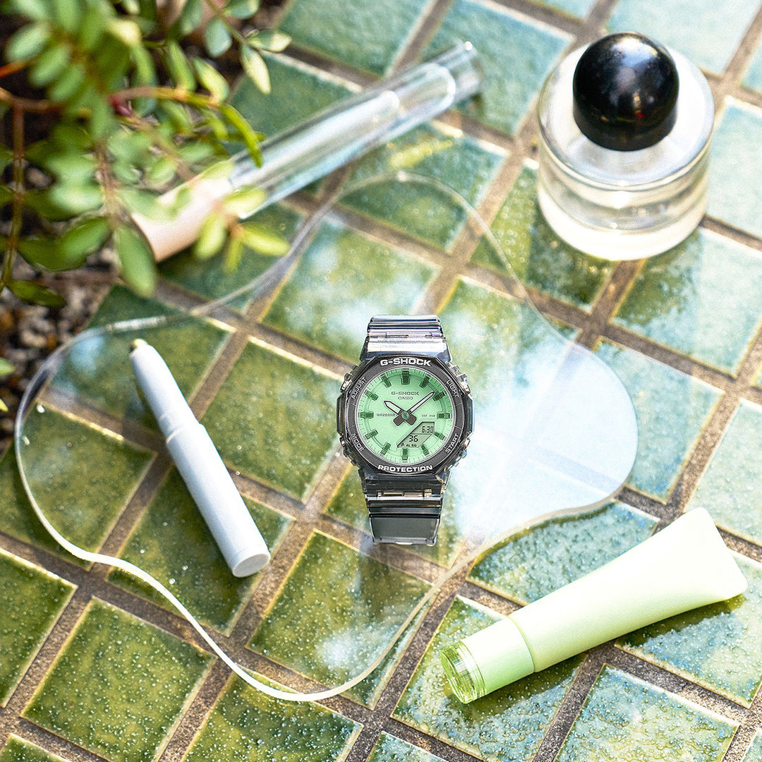G-SHOCK プチサイズ サマーリフレクション グリーン GMA-P2100SR-1AJF レディース 電池式 アナデジ オクタゴン 樹脂バンド スケルトン