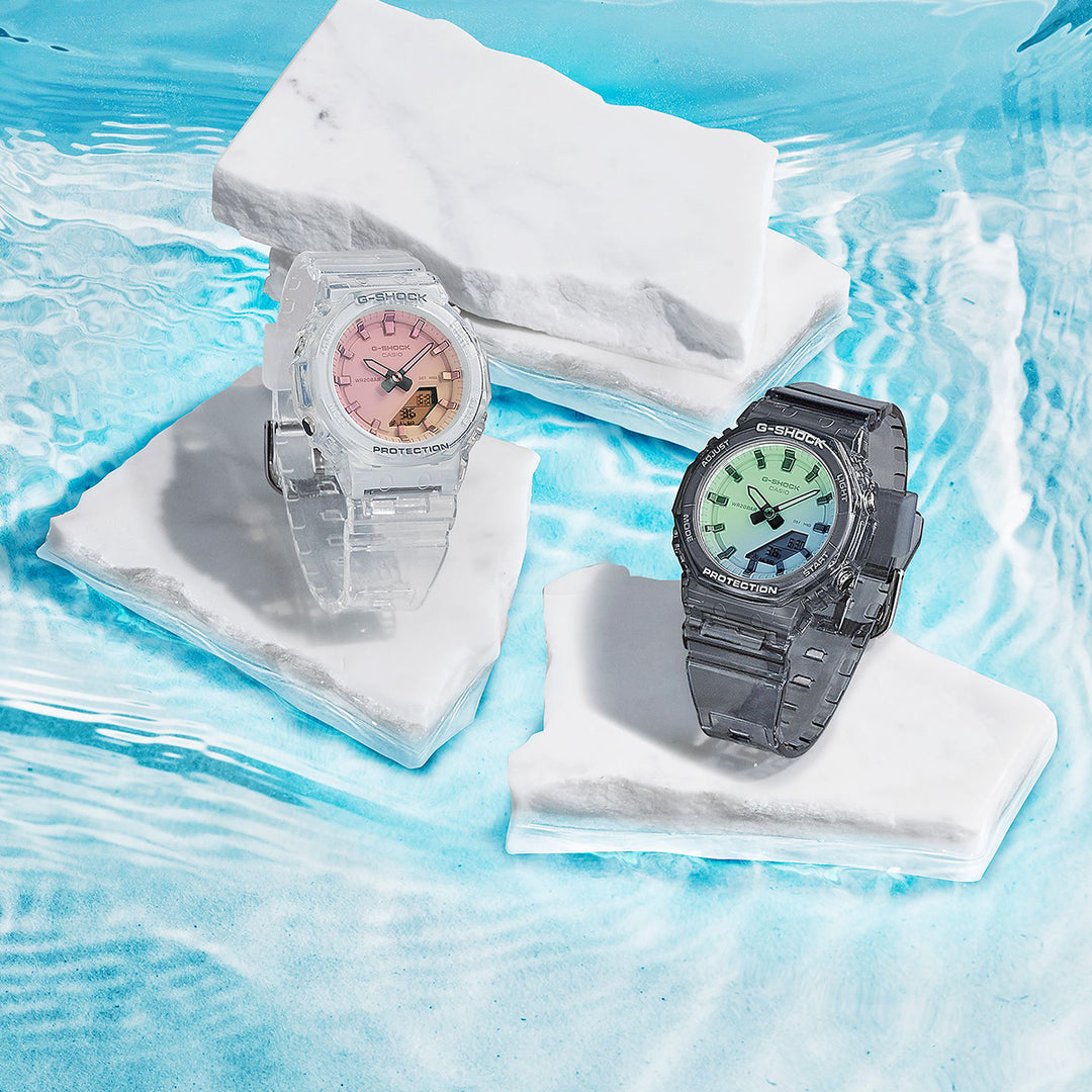 G-SHOCK プチサイズ サマーリフレクション ピンク GMA-P2100SR-7AJF レディース 電池式 アナデジ オクタゴン 樹脂バンド スケルトン