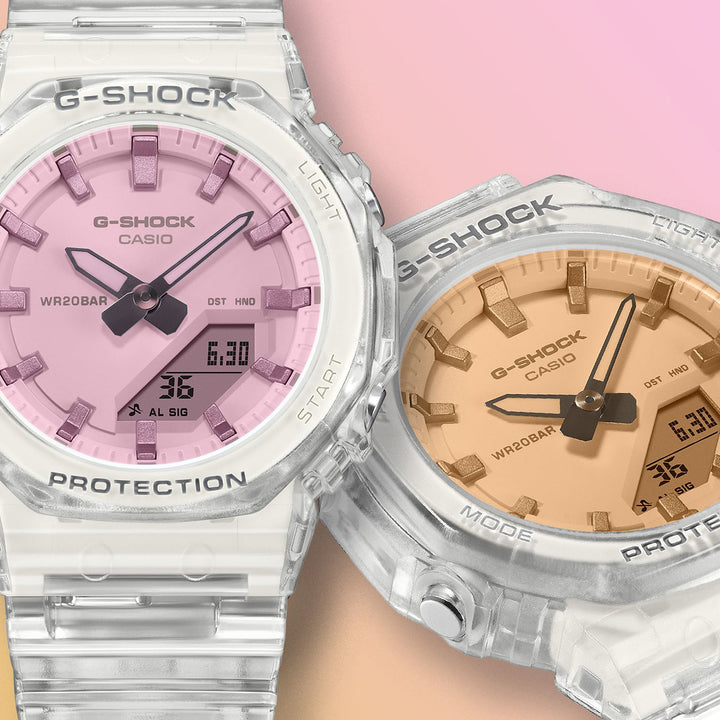 G-SHOCK プチサイズ サマーリフレクション ピンク GMA-P2100SR-7AJF レディース 電池式 アナデジ オクタゴン 樹脂バンド スケルトン
