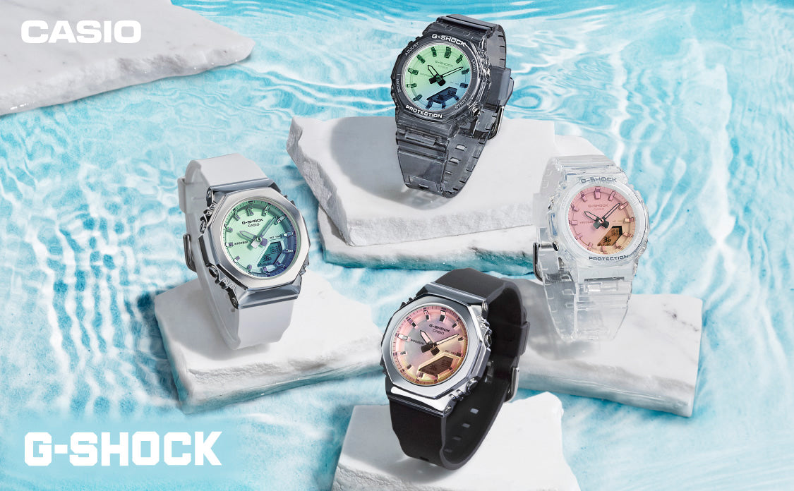 G-SHOCK プチサイズ サマーリフレクション ピンク GMA-P2100SR-7AJF レディース 電池式 アナデジ オクタゴン 樹脂バンド スケルトン