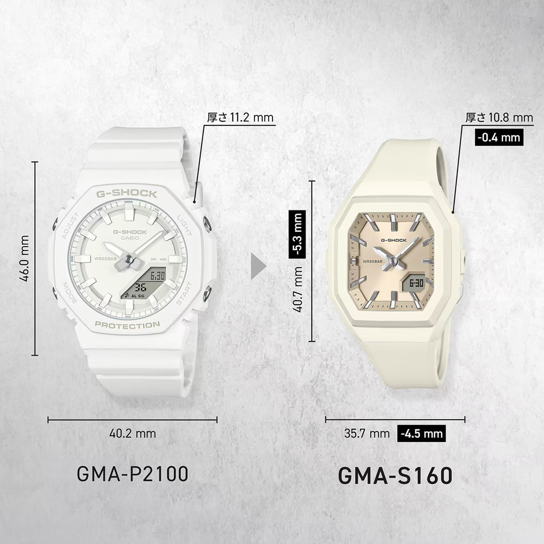 G-SHOCK 小型ケースモデル GMA-S160 サイズ比較