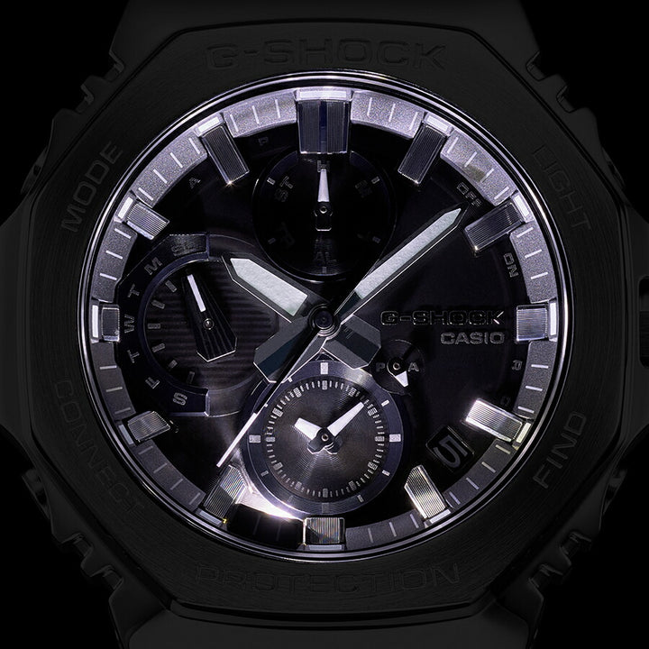 G-SHOCK フルメタル デュアルタイム クロノグラフ GMC-B2100Y-1AJF メンズ ソーラー Bluetooth アナログ オクタゴン シリコンバンド ブラック 日本製
