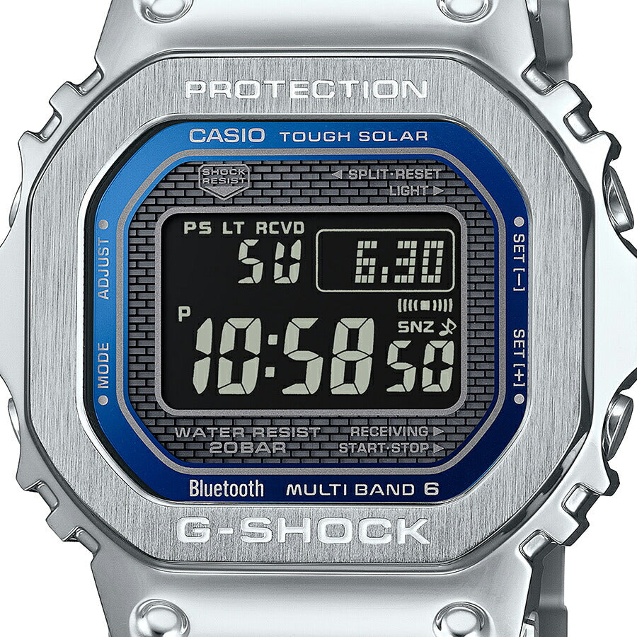 G-SHOCK FULL METAL フルメタル ブルーアクセント GMW-B5000D-2JF メンズ 腕時計 電波ソーラー Bluetooth シルバー 反転液晶 国内正規品 カシオ