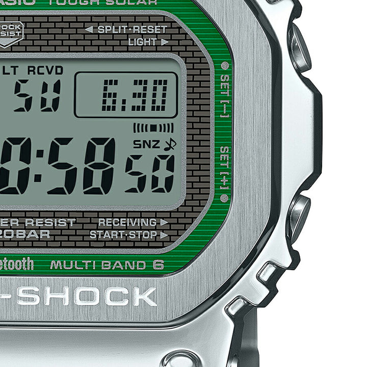 G-SHOCK FULL METAL フルメタル グリーンアクセント GMW-B5000D-3JF メンズ 腕時計 電波ソーラー Bluetooth シルバー 国内正規品 カシオ 日本製