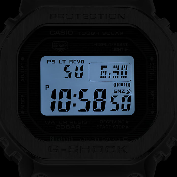 G-SHOCK FULL METAL フルメタル グリーンアクセント GMW-B5000D-3JF メンズ 腕時計 電波ソーラー Bluetooth シルバー 国内正規品 カシオ 日本製