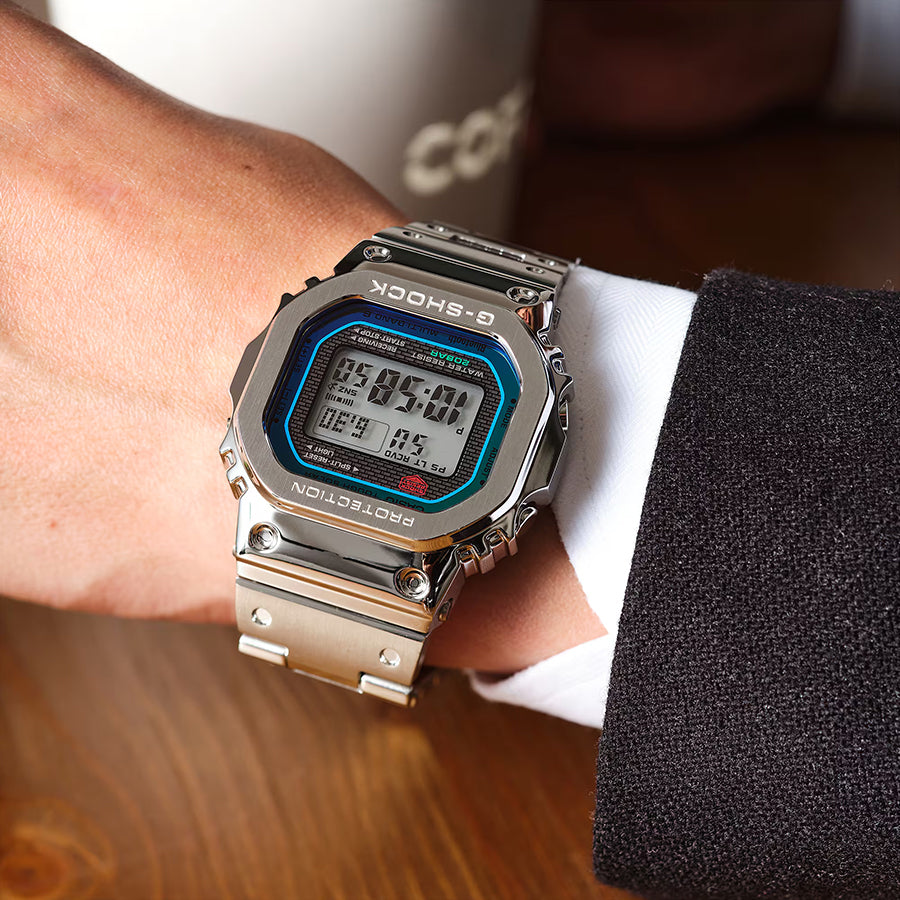 良品［綺麗です］ CASIO G-SHOCK カスタム 電波ソーラー フルメタル G-SHOCK フルメタル レインボーカラー アクセント GMW-B5000PC-1JF