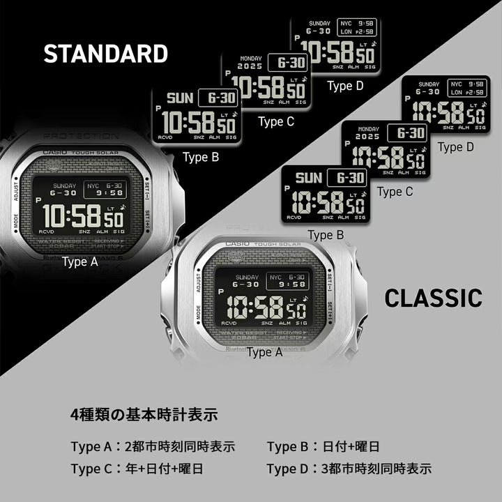 G-SHOCK フルメタル MIP液晶モデル シルバー GMW-BZ5000D-1JF メンズ 電波ソーラー Bluetooth デジタル スクエア 反転液晶