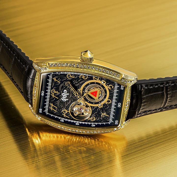 エンジェルクローバー 牙狼〈GARO〉20周年記念 コラボレーションモデル GR39YG-BK メンズ 機械式 自動巻き トノー オープンハート 革ベルト