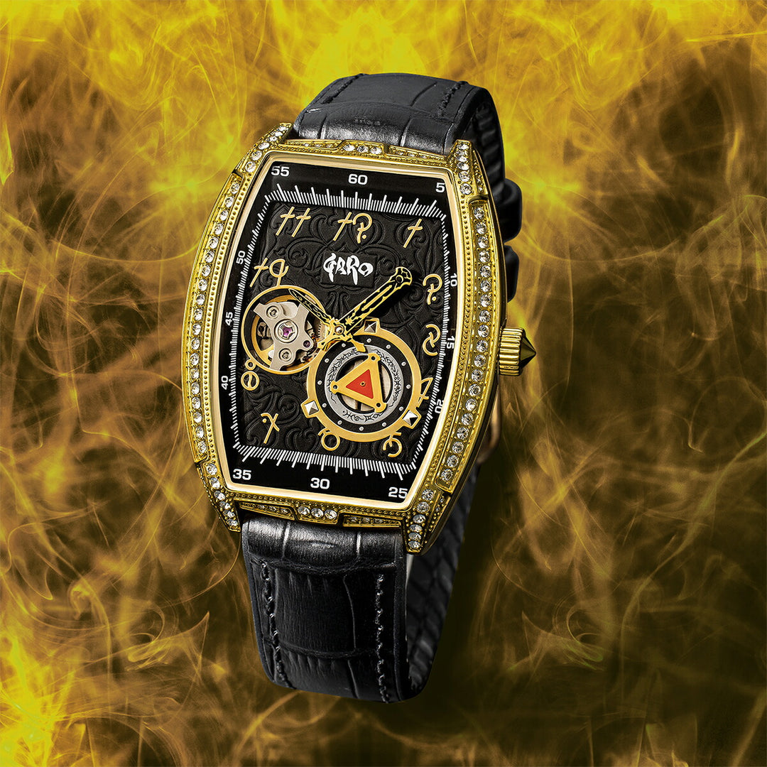 エンジェルクローバー 牙狼〈GARO〉20周年記念 コラボレーションモデル GR39YG-BK メンズ 機械式 自動巻き トノー オープンハート 革ベルト