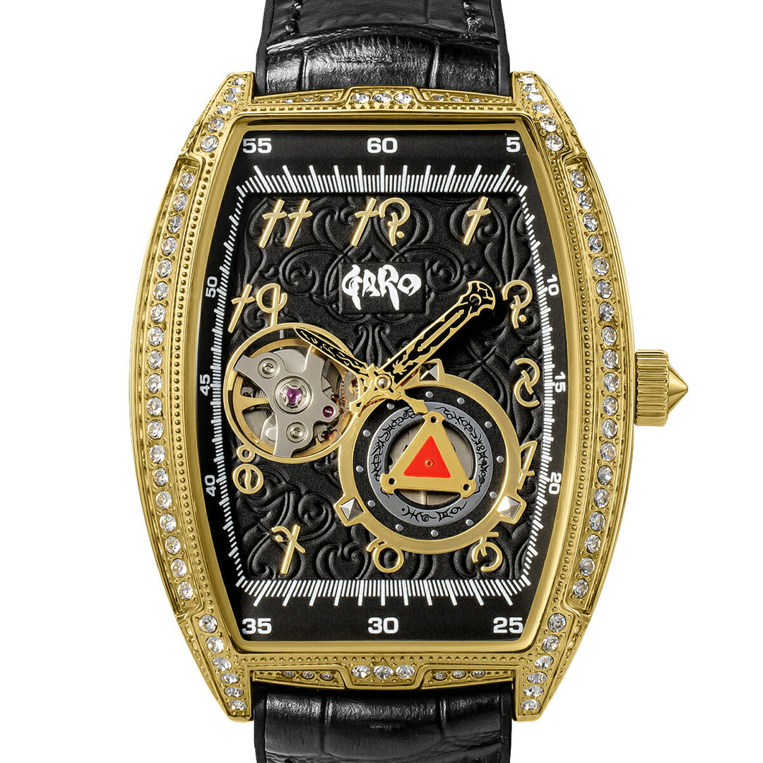 エンジェルクローバー 牙狼〈GARO〉20周年記念 コラボレーションモデル GR39YG-BK メンズ 機械式 自動巻き トノー オープンハート 革ベルト