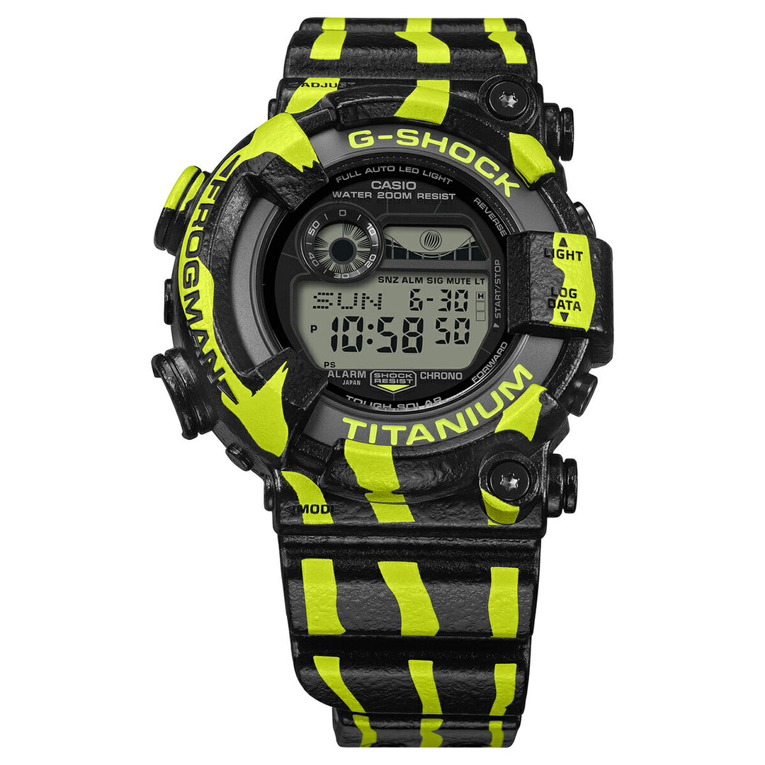 G-SHOCK フロッグマン ミスジヤドクガエル 縦縞模様 蛍光グリーン GW-8200TPF-1JR メンズ ソーラー デジタル