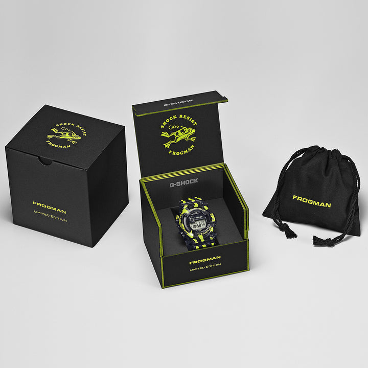 G-SHOCK フロッグマン ミスジヤドクガエル 縦縞模様 蛍光グリーン GW-8200TPF-1JR メンズ ソーラー デジタル