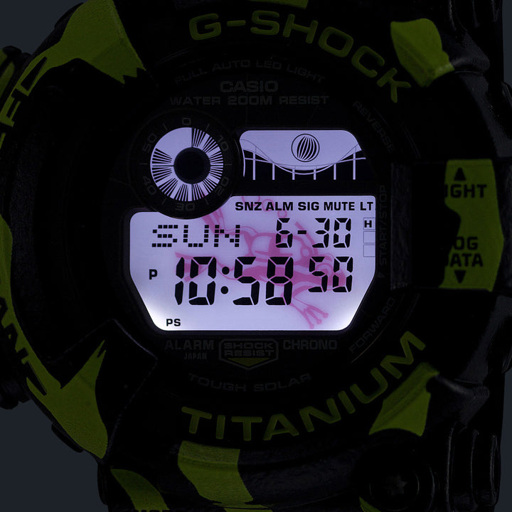 G-SHOCK フロッグマン ミスジヤドクガエル 縦縞模様 蛍光グリーン GW-8200TPF-1JR メンズ ソーラー デジタル