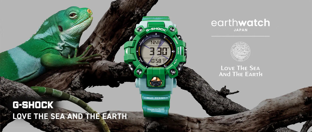 G-SHOCK マッドマン EARTHWATCH コラボレーションモデル ヒロオビフィジーイグアナ GW-9500KJ-3JR メンズ 電波ソーラー デジタル 樹脂バンド グリーン