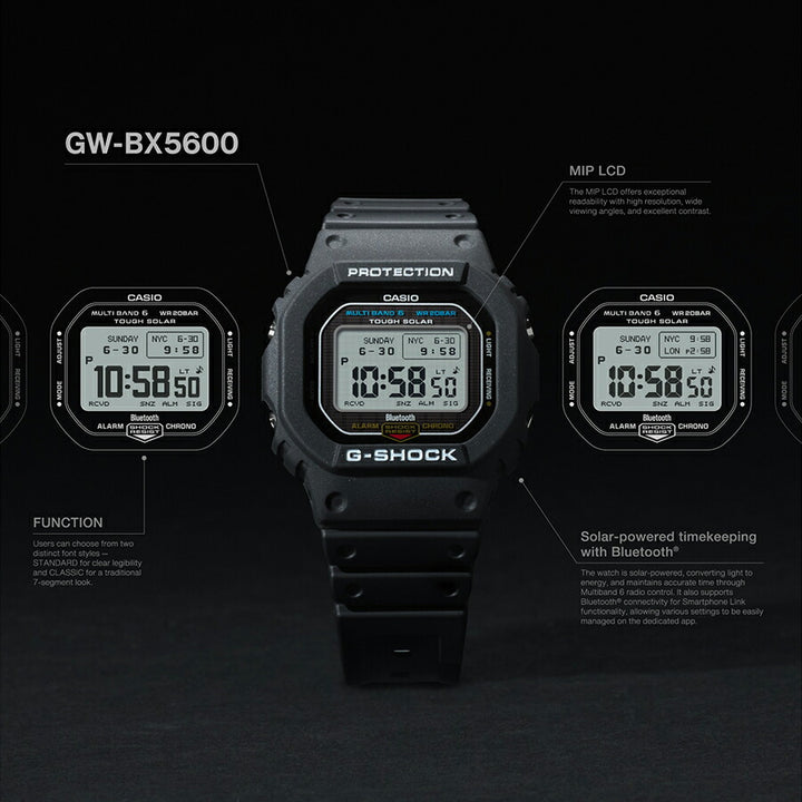 G-SHOCK 5600シリーズ MIP液晶モデル GW-BX5600-1JF メンズ 電波ソーラー Bluetooth デジタル スクエア 樹脂バンド
