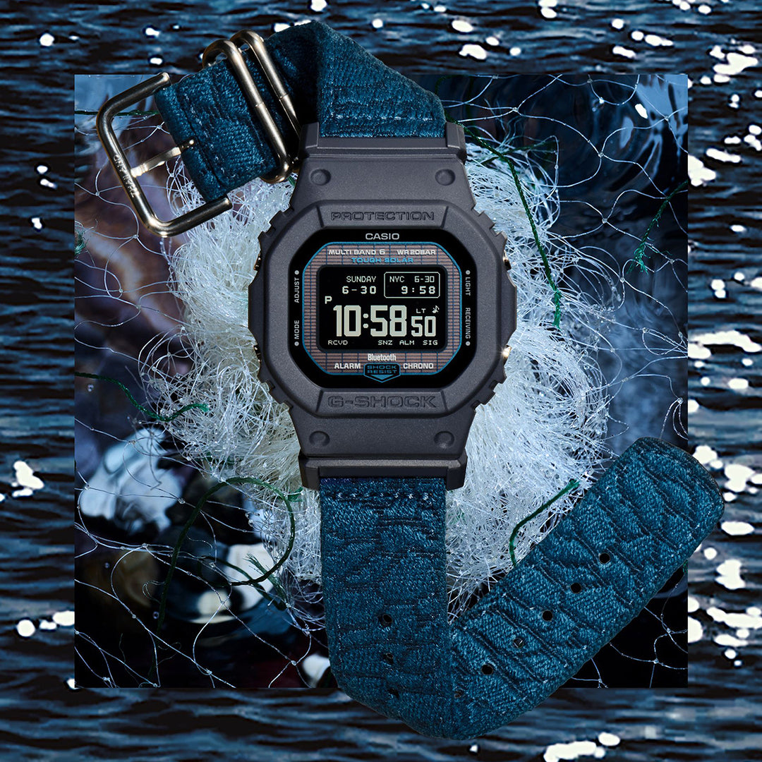 G-SHOCK 5600シリーズ 廃漁網リサイクル クロスバンド GW-BX5600CBG-2JR メンズ 電波ソーラー Bluetooth デジタル スクエア MIP液晶