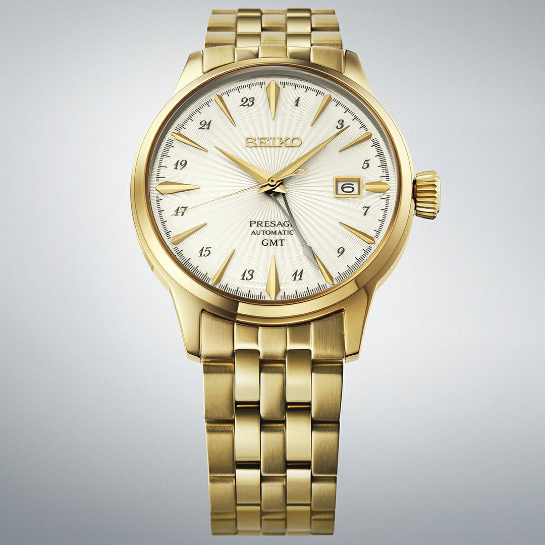 セイコー プレザージュ カクテルタイム GMT ダイキリ HCB004J メンズ メカニカル 自動巻き メタルバンド ゴールド 日本製