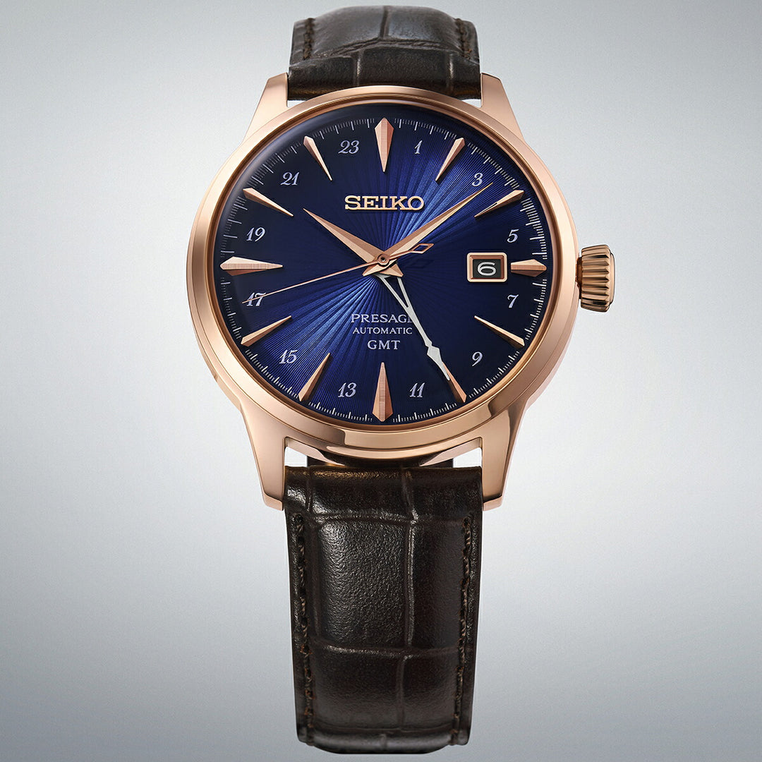 セイコー プレザージュ カクテルタイム GMT コルコバード HCB005J メンズ メカニカル 自動巻き ブルーダイヤル 革ベルト 日本製