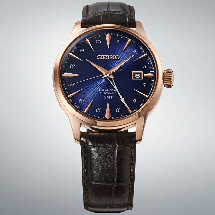 セイコー プレザージュ カクテルタイム GMT コルコバード HCB005J メンズ メカニカル 自動巻き ブルーダイヤル 革ベルト 日本製