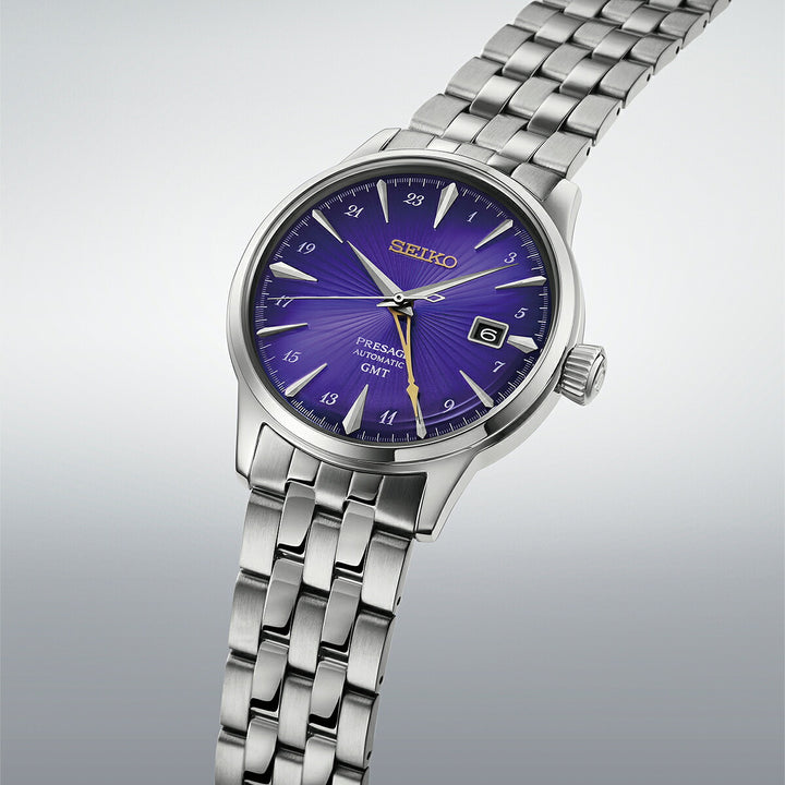 セイコー プレザージュ カクテルタイム GMT セイコー創業145周年記念 限定モデル 江戸紫 HCB006J メンズ メカニカル 自動巻き メタルバンド 日本製