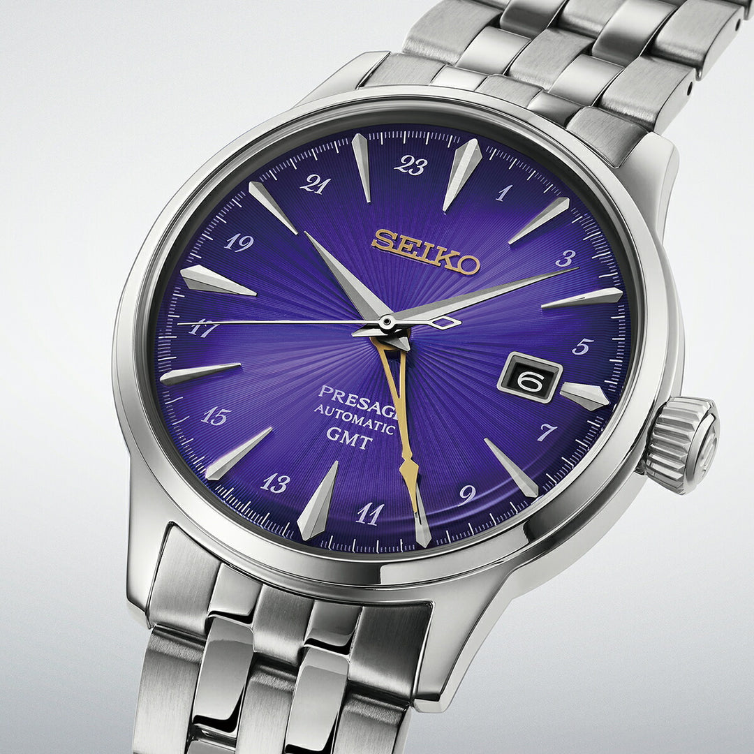 セイコー プレザージュ カクテルタイム GMT セイコー創業145周年記念 限定モデル 江戸紫 HCB006J メンズ メカニカル 自動巻き メタルバンド 日本製