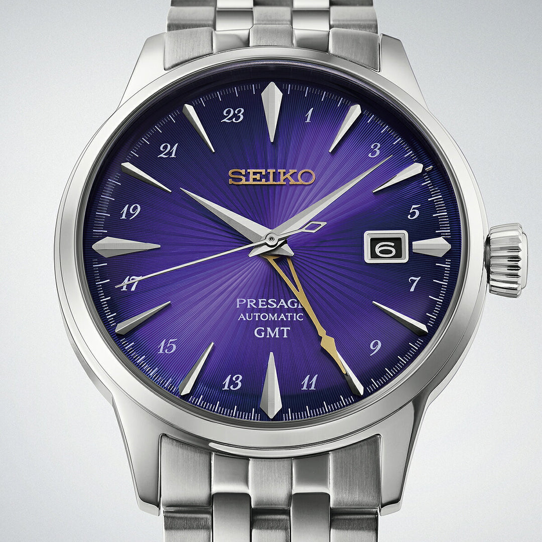 セイコー プレザージュ カクテルタイム GMT セイコー創業145周年記念 限定モデル 江戸紫 HCB006J メンズ メカニカル 自動巻き メタルバンド 日本製