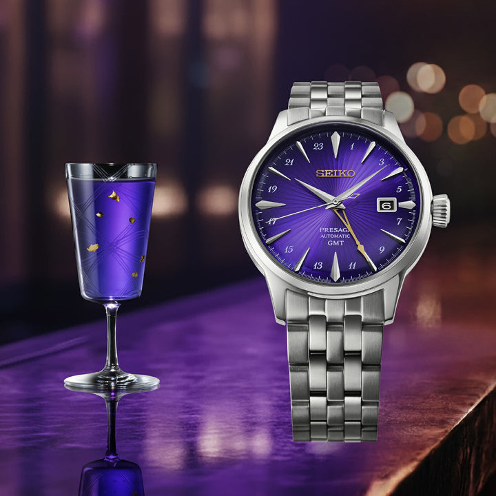 セイコー プレザージュ カクテルタイム GMT セイコー創業145周年記念 限定モデル 江戸紫 HCB006J メンズ メカニカル 自動巻き メタルバンド 日本製