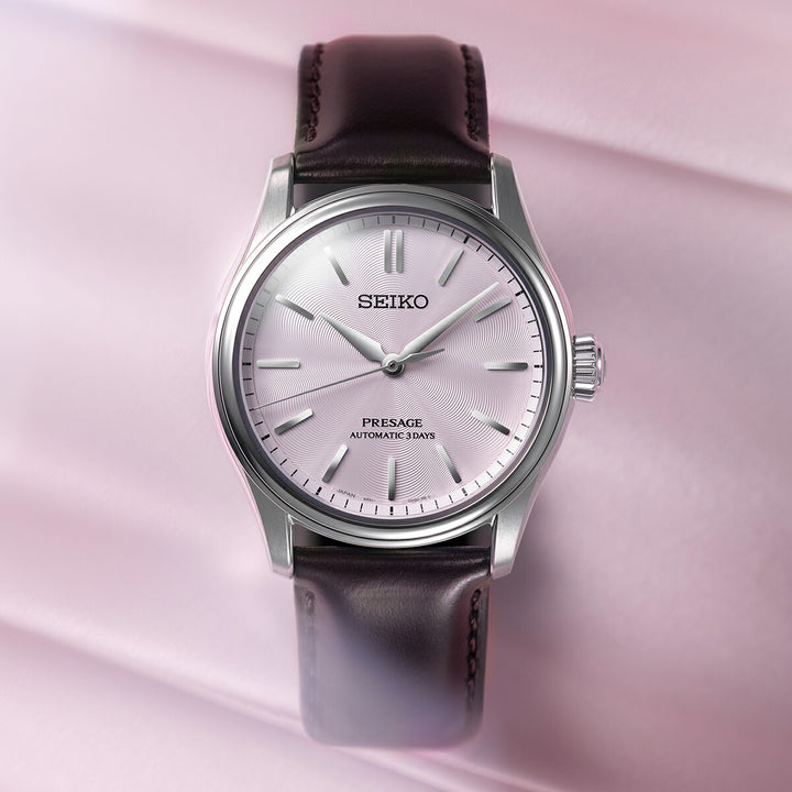 セイコー プレザージュ クラシックシリーズ 3針 38mm 桜色ダイヤル HCC003J メンズ メカニカル 自動巻き 革ベルト