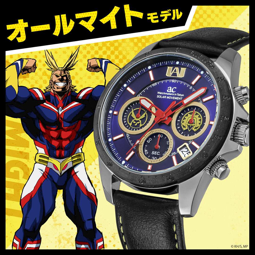 エンジェルクローバー 僕のヒーローアカデミア コラボレーションモデル オールマイト HE40-AL メンズ ソーラー クロノグラフ 革ベルト