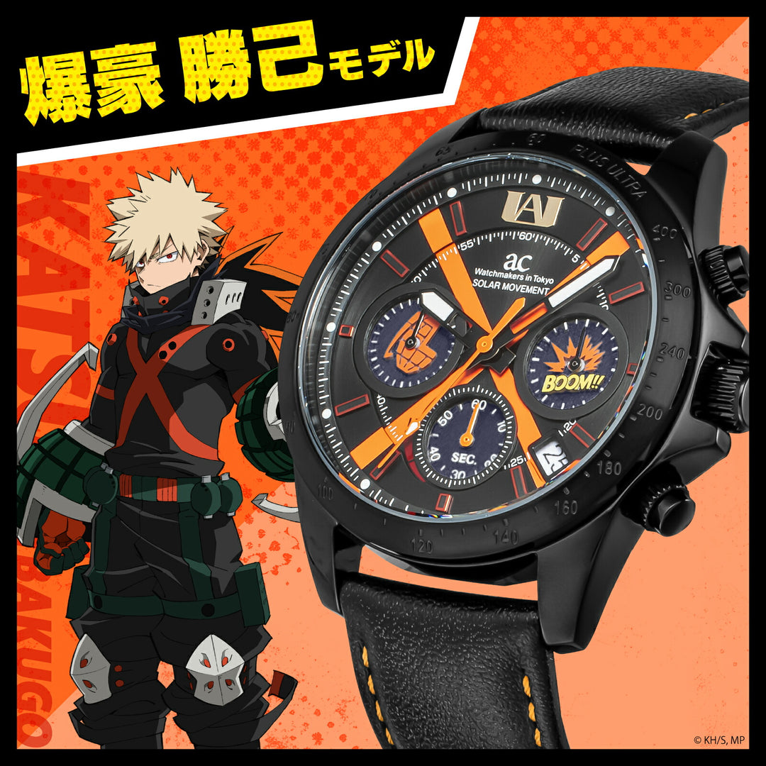 エンジェルクローバー 僕のヒーローアカデミア コラボレーションモデル 爆豪勝己 HE40-BA メンズ ソーラー クロノグラフ 革ベルト
