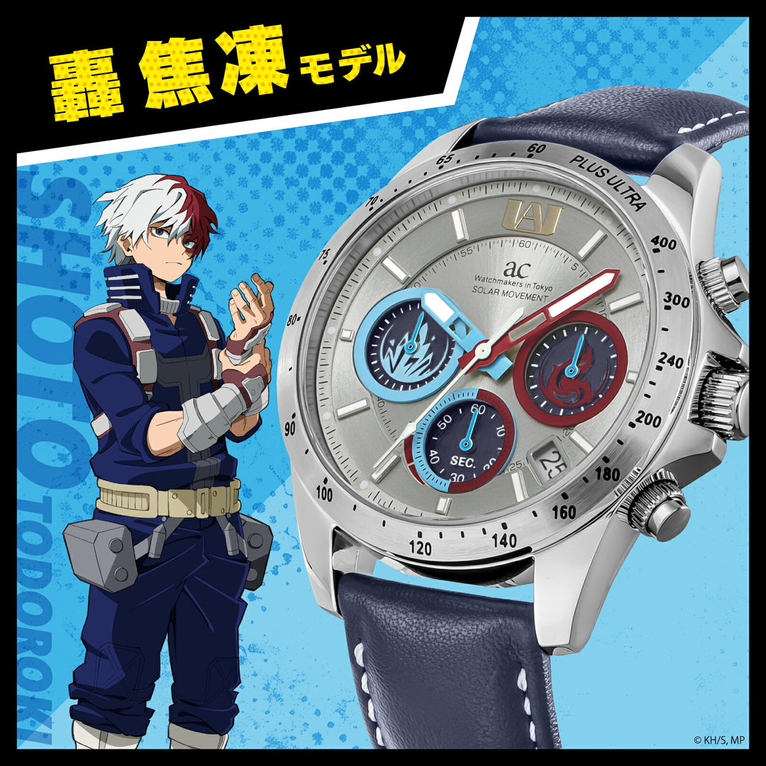 エンジェルクローバー 僕のヒーローアカデミア コラボレーションモデル 轟焦凍 HE40-SH メンズ ソーラー クロノグラフ 革ベルト