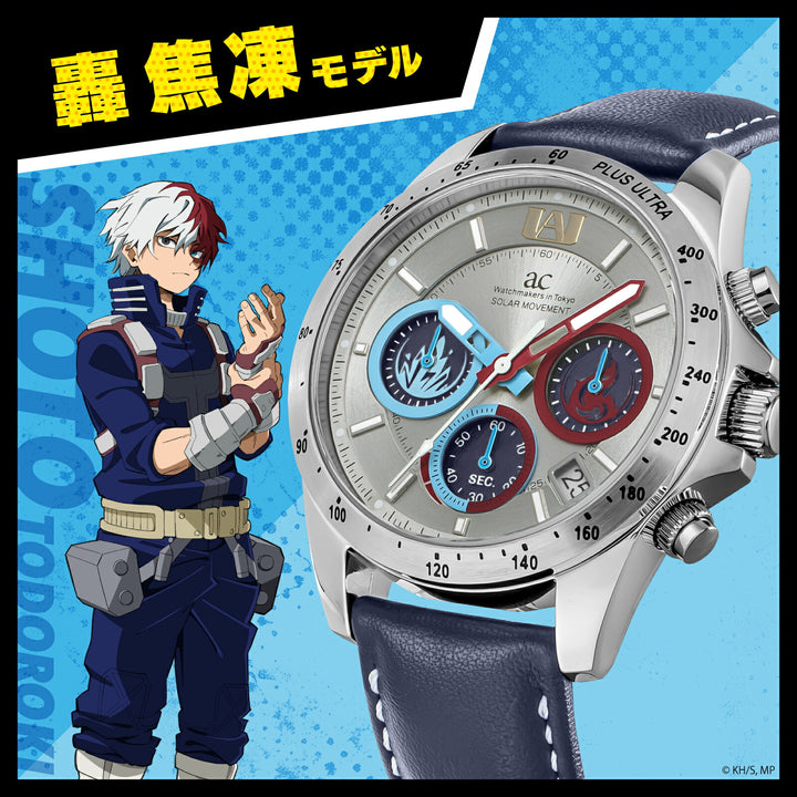 エンジェルクローバー 僕のヒーローアカデミア コラボレーションモデル 轟焦凍 HE40-SH メンズ ソーラー クロノグラフ 革ベルト