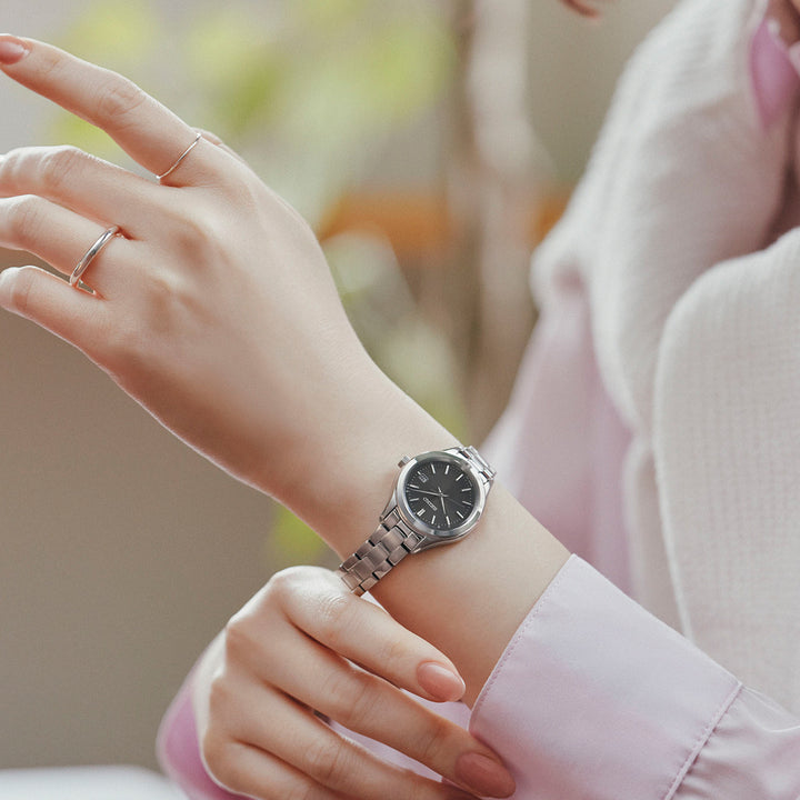 セイコー セレクション Sシリーズ HFE003J レディース 腕時計 ソーラー電波 3針 デイト ブラックダイヤル 日本製