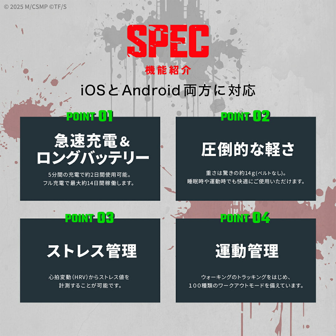 ギャラック スマートウォッチ チェンソーマン コラボレーションモデル 早川アキ HUC-CM-BD10-A メンズ レディース シリコンバンド