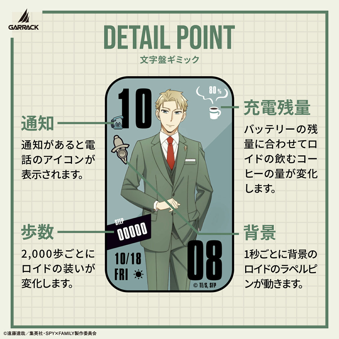 ギャラック スマートウォッチ SPY×FAMILY スパイファミリー コラボレーションモデル ロイド・フォージャー HUC-SF-BD11-L メンズ レディース シリコンバンド