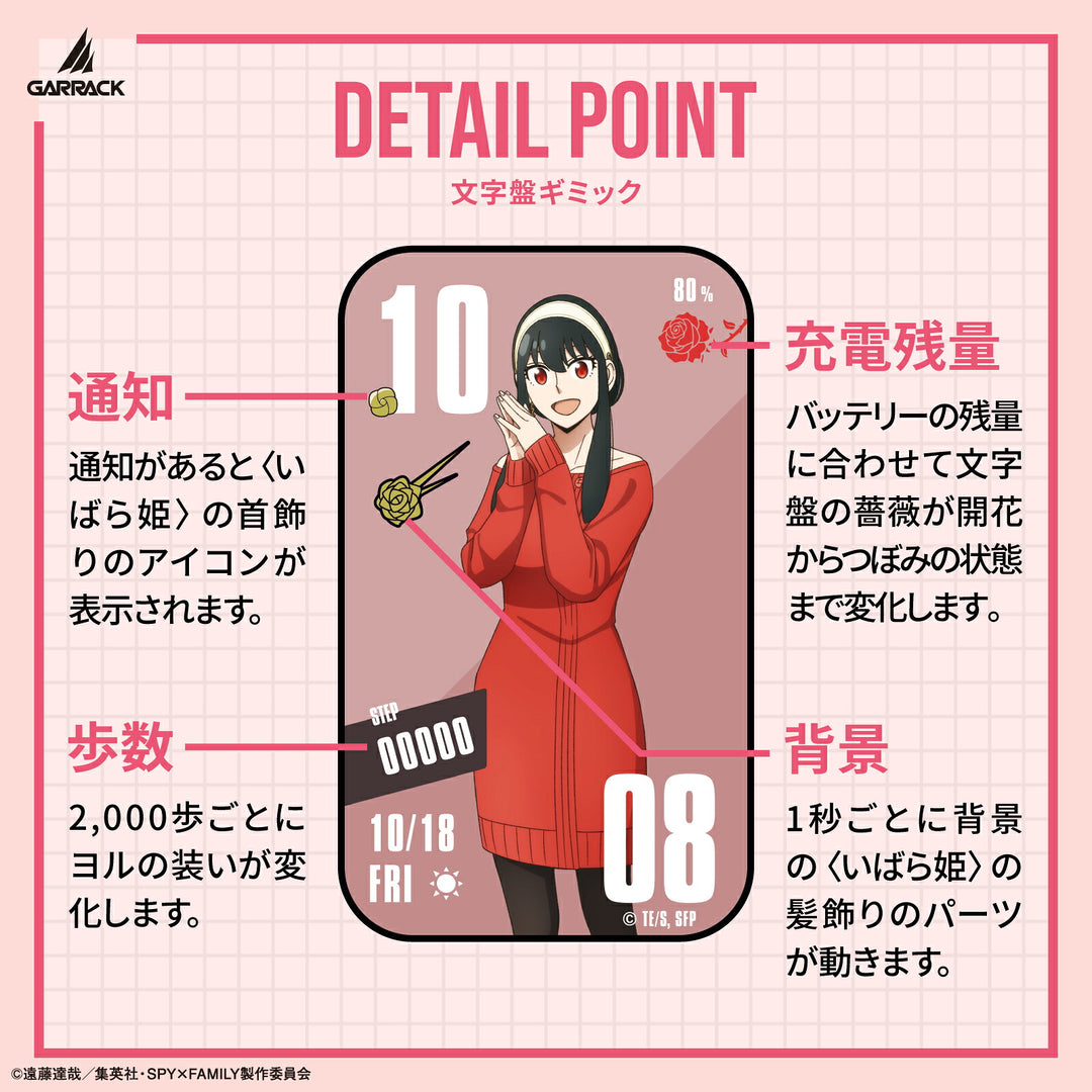 ギャラック スマートウォッチ SPY×FAMILY スパイファミリー コラボレーションモデル ヨル・フォージャー HUC-SF-BD11-Y メンズ レディース シリコンバンド