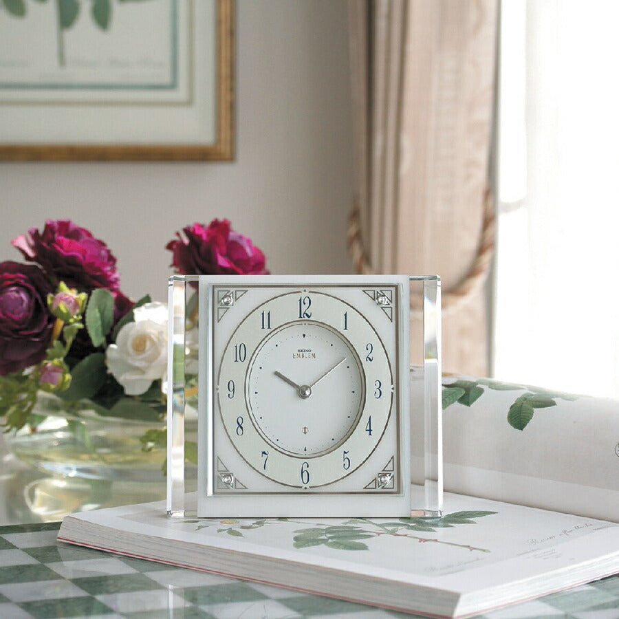 セイコー エムブレム 置き時計 HW565W クオーツ 電池式 クロック