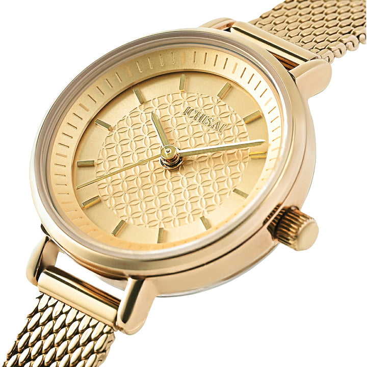 イチサイ 七宝文様ダイヤル 23mm 金陽 IS103-YG1A レディース 電池式 クオーツ 3針 メッシュバンド イエローゴールド