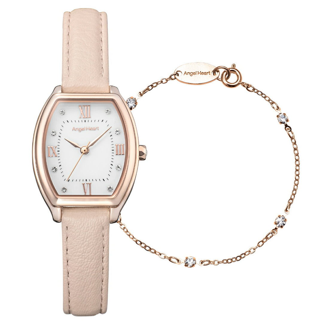 エンジェルハート イノセントタイム ギフトセット ITT25P-PK-SET レディース ソーラー トノー ホワイトダイヤル ピンク 革ベルト ブレスレット付き