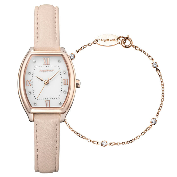 エンジェルハート イノセントタイム ギフトセット ITT25P-PK-SET レディース ソーラー トノー ホワイトダイヤル ピンク 革ベルト ブレスレット付き