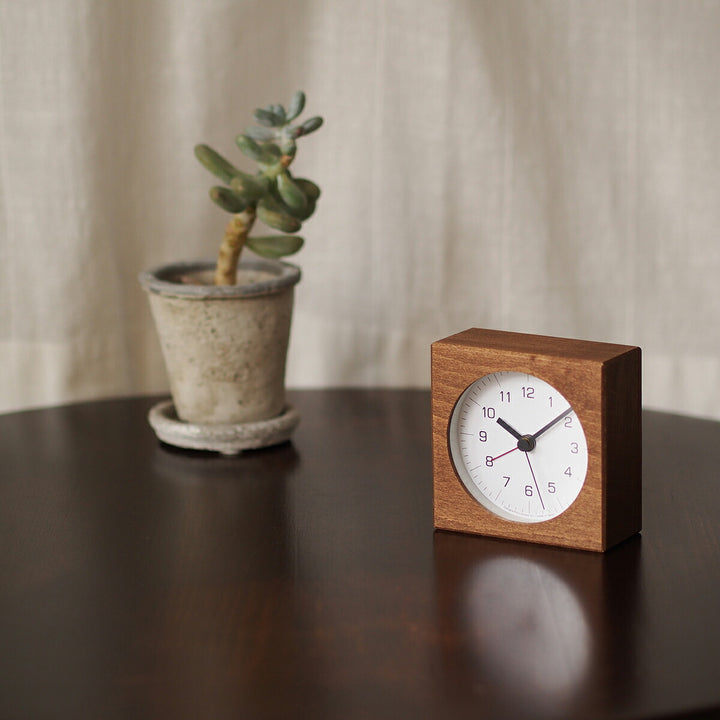 タカタレムノス 置き時計 プレイン ツミキ アラーム クオーツ 電池式 ブラウン JH17-04BW