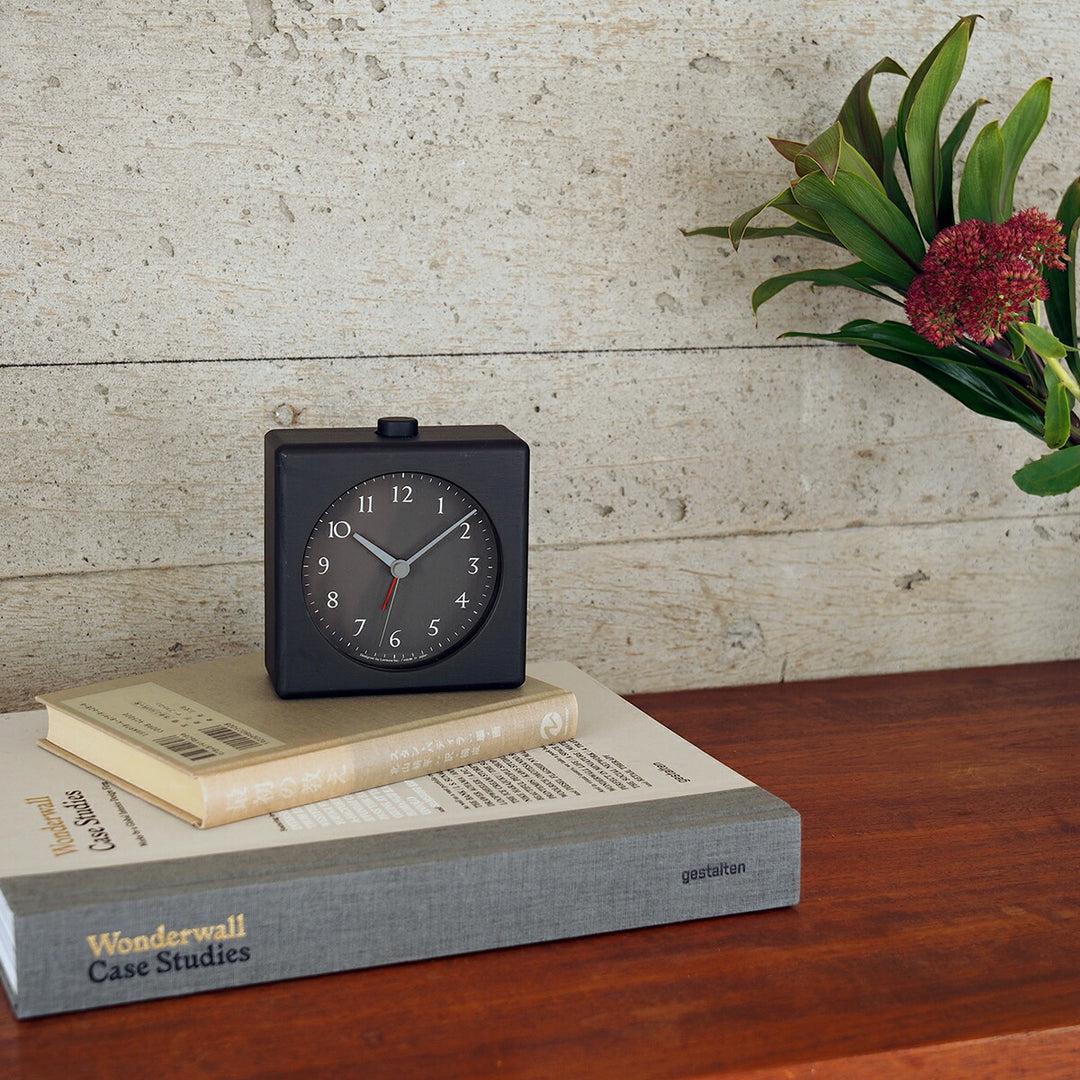 タカタレムノス 置き時計 プレイン カノン アラーム クオーツ 電池式 スイープセコンド ブラック JH23-11BK