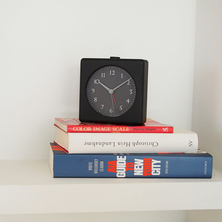 タカタレムノス 置き時計 プレイン カノン アラーム クオーツ 電池式 スイープセコンド ブラック JH23-11BK