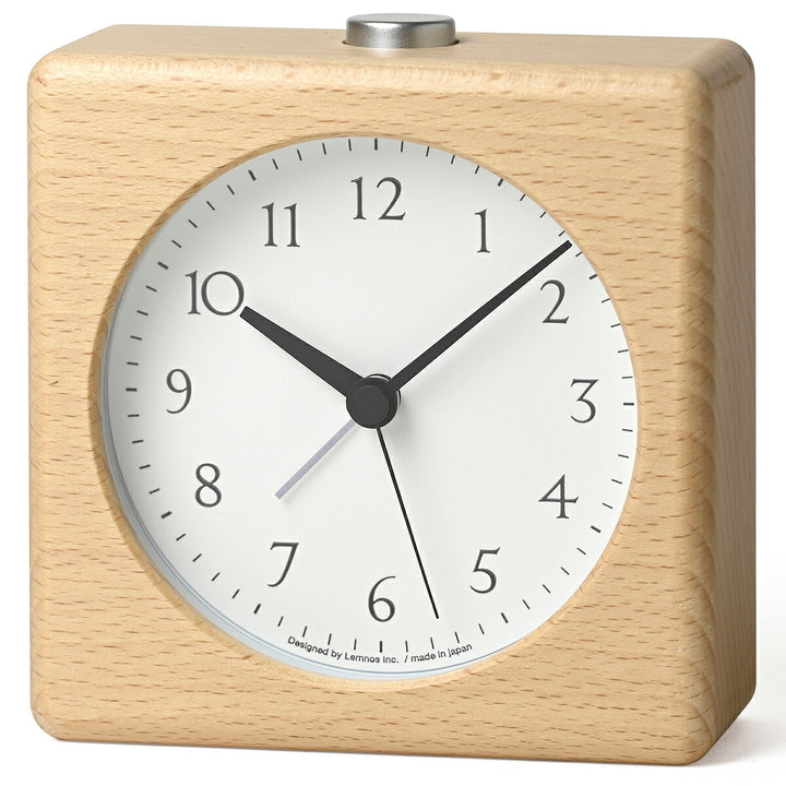 タカタレムノス 置き時計 プレイン カノン アラーム クオーツ 電池式 スイープセコンド ナチュラル JH23-11NT