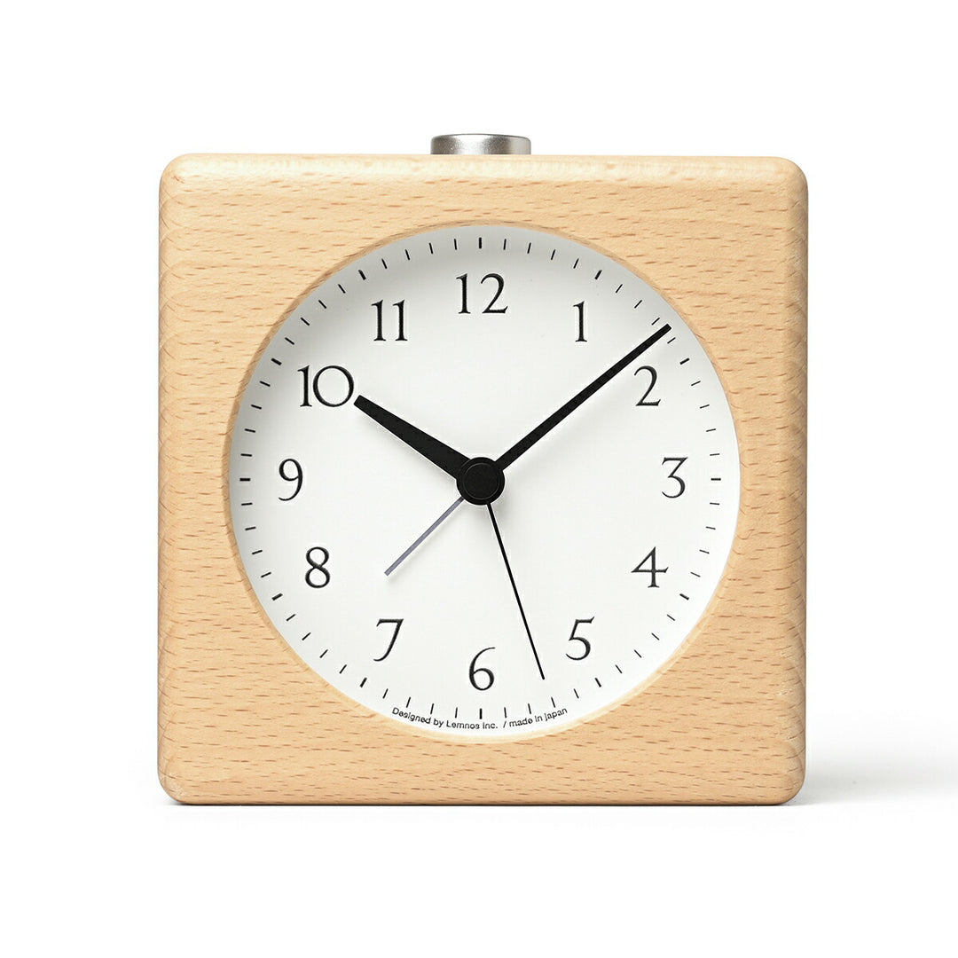 タカタレムノス 置き時計 プレイン カノン アラーム クオーツ 電池式 スイープセコンド ナチュラル JH23-11NT