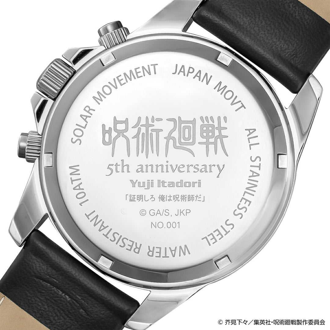 エンジェルクローバー アニメ『呪術廻戦』 5周年記念 コラボレーションモデル 虎杖悠仁 JU40-IT メンズ ソーラー クロノグラフ ブラック 革ベルト