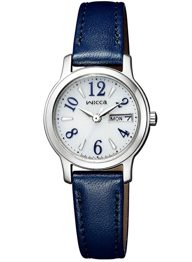 シチズン ウィッカ ソーラー KH3-410-10 レディース 腕時計 ブルー 革ベルト デイデイト