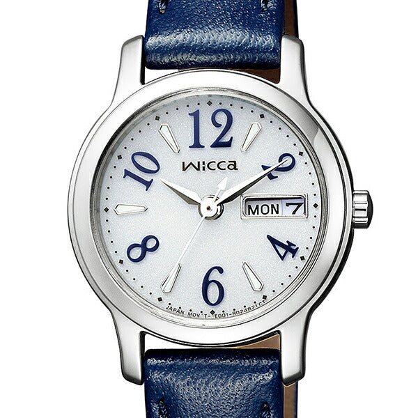 シチズン ウィッカ ソーラー KH3-410-10 レディース 腕時計 ブルー 革ベルト デイデイト